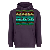 Plum turquoise horse and bullskull aztec  pattern Heavyweight Hoodie - BarkalooDesign