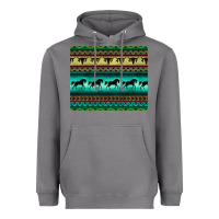 Storm turquoise horse and bullskull aztec  pattern Heavyweight Hoodie - BarkalooDesign