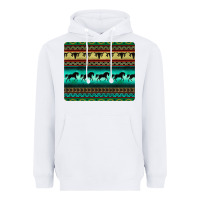 White turquoise horse and bullskull aztec  pattern Heavyweight Hoodie - BarkalooDesign