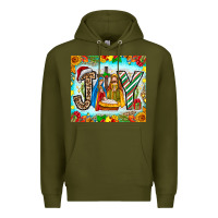 Army Green joy jesus Premium Hoodie - CowhideDigitalArt