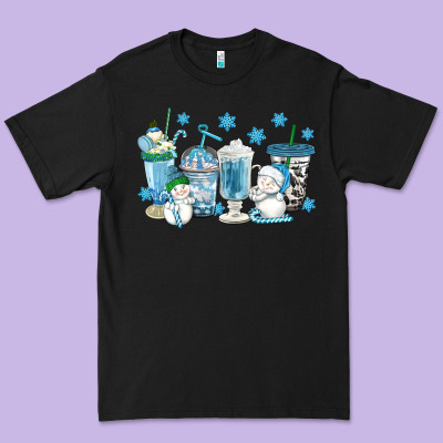 Winter Snowman Coffee Cups Premium Tee Designed By Texasbilliewilder