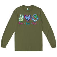 Army Green Peace Love Teach Long Sleeve Tee - Jasminsmagicworld