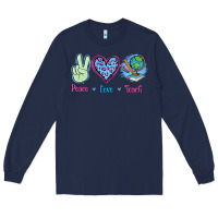 Navy Peace Love Teach Long Sleeve Tee - Jasminsmagicworld