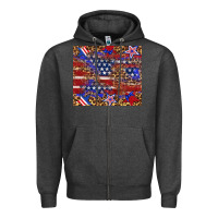 Charcoal Heather American flag and star leopard Zipper Hoodie - Artiststas