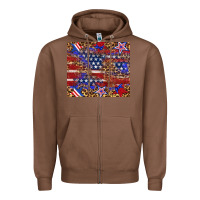 Chestnut American flag and star leopard Zipper Hoodie - Artiststas
