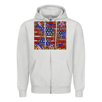 Dove Grey American flag and star leopard Zipper Hoodie - Artiststas