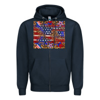 Navy American flag and star leopard Zipper Hoodie - Artiststas