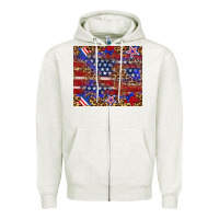 Oatmeal Heather American flag and star leopard Zipper Hoodie - Artiststas