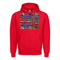 Red American flag and star leopard Zipper Hoodie - Artiststas