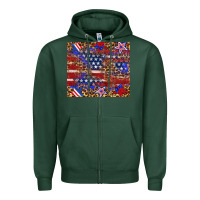 Sports Green American flag and star leopard Zipper Hoodie - Artiststas