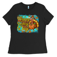 Black Happy Turkey Day Ladies Tee - texasbilliewilder