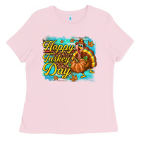 Bubblegum Pink Happy Turkey Day Ladies Tee - texasbilliewilder