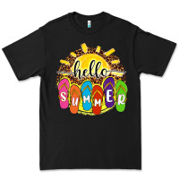 Black hello summer with flip flops Premium Tee - NancyCooperArtShop