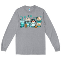 Heather Grey winter coffee cups Long Sleeve Tee - OliviaCreatesArt