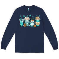 Navy winter coffee cups Long Sleeve Tee - OliviaCreatesArt