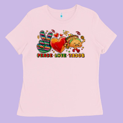 Peace Love Tacos Ladies Tee Designed By Nancycooperartshop