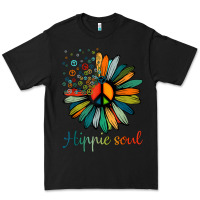 Black daisy peace sign hippie soul tshirt flower lovers gifts Premium Tee - longCreatives
