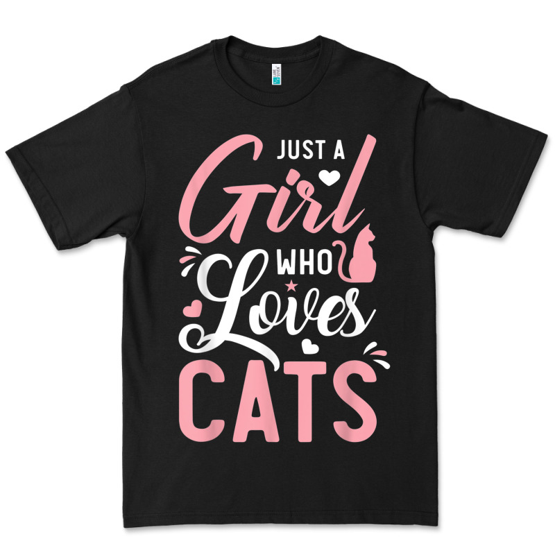 Just A Girl Who Loves Cats Cute Cat Lover Gifts Premium Tee by longCreatives | Teevron