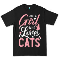 Black just a girl who loves cats cute cat lover gifts Premium Tee - longCreatives