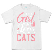 White just a girl who loves cats cute cat lover gifts Premium Tee - longCreatives