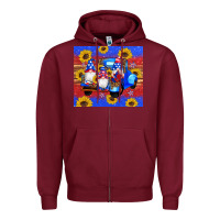 Burgundy American flag gnomes truck sunflowers star leopard glitter Zipper Hoodie - Artiststas