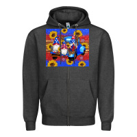 Charcoal Heather American flag gnomes truck sunflowers star leopard glitter Zipper Hoodie - Artiststas