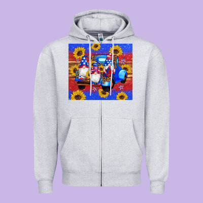 American Flag Gnomes Truck Sunflowers Star Leopard Glitter Zipper Hoodie Designed By Artiststas