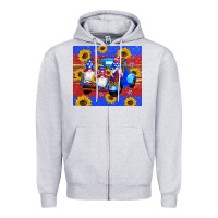 Heather Grey American flag gnomes truck sunflowers star leopard glitter Zipper Hoodie - Artiststas