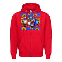 Red American flag gnomes truck sunflowers star leopard glitter Zipper Hoodie - Artiststas