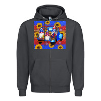 Smoke American flag gnomes truck sunflowers star leopard glitter Zipper Hoodie - Artiststas