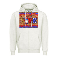 Oatmeal Heather american flag gnomes love star leopard glitter Zipper Hoodie - Artiststas