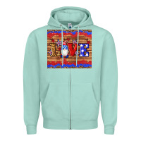 Seafoam american flag gnomes love star leopard glitter Zipper Hoodie - Artiststas