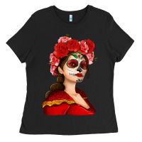 Black Sugar skull girl Ladies Tee - NancyCooperArtShop