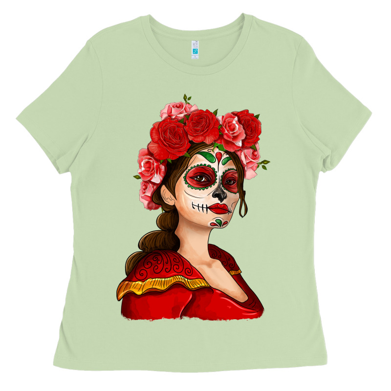 Sugar Skull Girl Ladies Tee by NancyCooperArtShop | Teevron