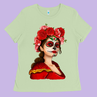 Sugar Skull Girl Ladies Tee Designed By Nancycooperartshop