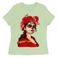 Matcha Sugar skull girl Ladies Tee - NancyCooperArtShop