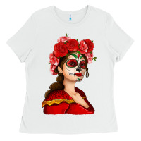 White Sugar skull girl Ladies Tee - NancyCooperArtShop