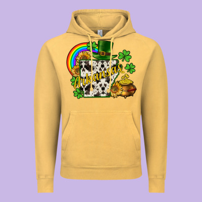 Arkansas Map St. Patrick's Vintage Hoodie Designed By Cowgirlartshop