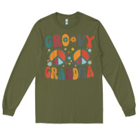 Army Green groovy grandma retro 70s peace sign design grandmother Long Sleeve Tee - longCreatives