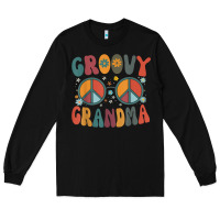 Black groovy grandma retro 70s peace sign design grandmother Long Sleeve Tee - longCreatives
