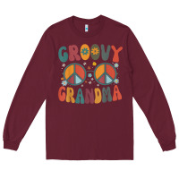 Burgundy groovy grandma retro 70s peace sign design grandmother Long Sleeve Tee - longCreatives