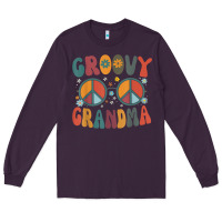 Plum groovy grandma retro 70s peace sign design grandmother Long Sleeve Tee - longCreatives
