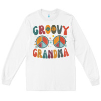 White groovy grandma retro 70s peace sign design grandmother Long Sleeve Tee - longCreatives