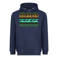 Navy turquoise aztec bullskull and horse Heavyweight Hoodie - BarkalooDesign