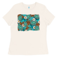 Leopard And Turquoise Gemstone Background Ladies Tee | Teevron