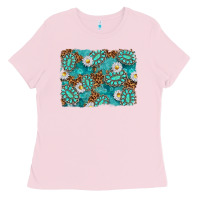 Bubblegum Pink Leopard and Turquoise Gemstone Background Ladies Tee - texasbilliewilder