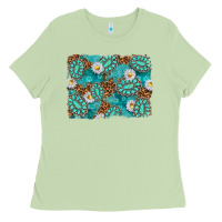 Matcha Leopard and Turquoise Gemstone Background Ladies Tee - texasbilliewilder