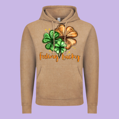 Feeling Lucky With Clover Vintage Hoodie Designed By Howdyjamesfarm