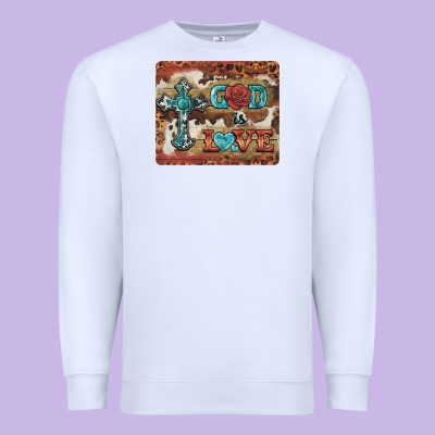 God Is Love Cross Premium Sweatshirt Designed By Barkaloodesign