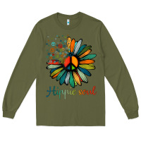 Army Green daisy peace sign hippie soul tshirt flower lovers gifts Long Sleeve Tee - longCreatives